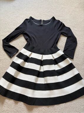 Black and white striped dress